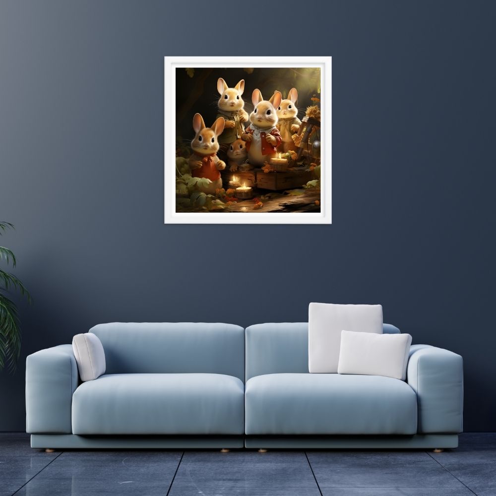 Bunny framed poster with playful design